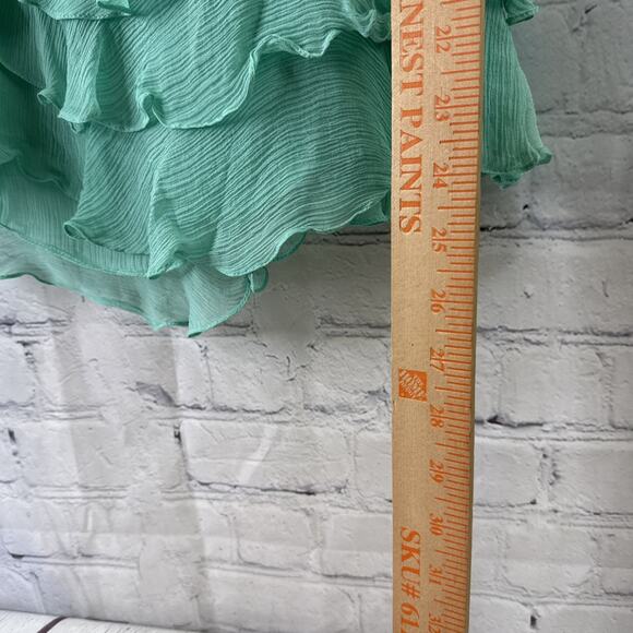 Ralph‎ Lauren Mint Green Top Blue Label SSKIR SP2P 100% Silk Ruffle Sz 12 - Picture 4 of 9